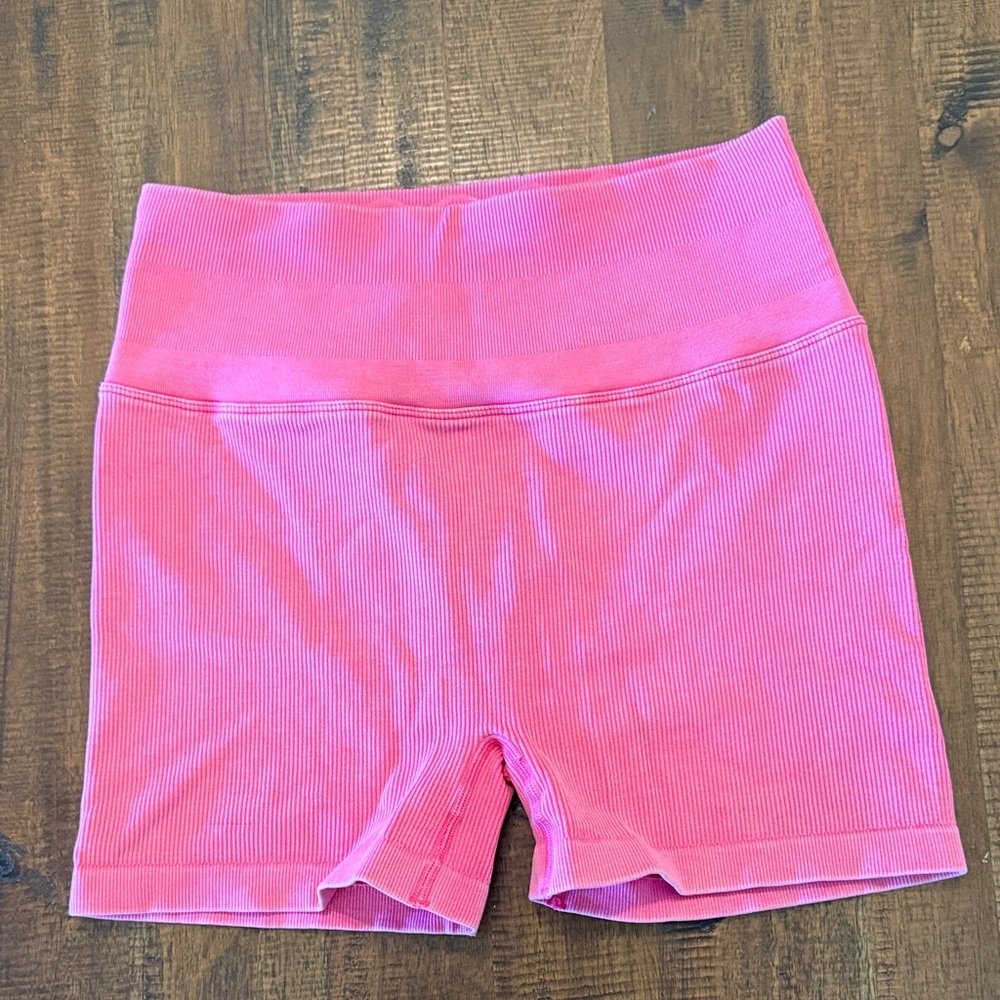 Spiritual Gangster Pink Ribbed Bike Shorts